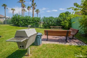 Benches and a grill